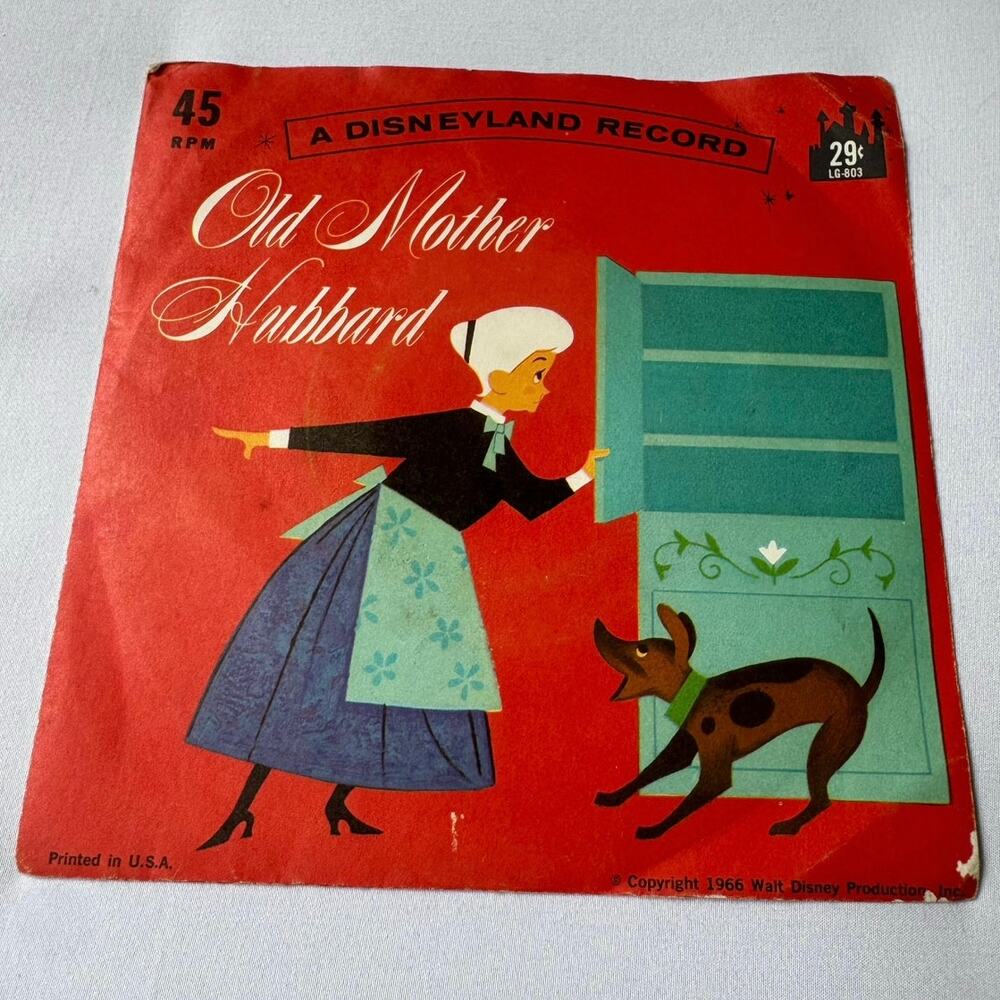Vintage 1966 Old Mother Hubbard 45 RPM Vinyl Record LG-803 Disneyland Little Gem